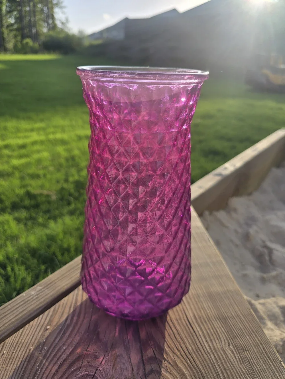 Vibrant Pink Textured Glass Vase - Home Accents